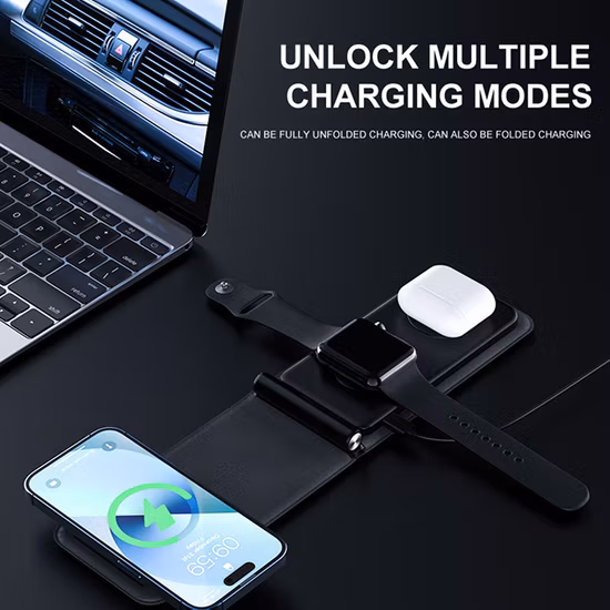 New Folding 3 in 1 Fast Charger 15W Wireless Charging Station for Apple Watch Series 6/5 for iPhone 14 PRO Max