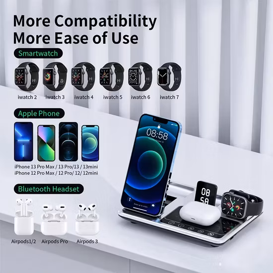 New Arrival Multifunctional Storage Bracket Set Multifuctional Wireless Charger with Cable Set